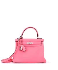 Pre-Owned HERMES Kelly 25 Handbag Pink Swift with Palladium Hardware