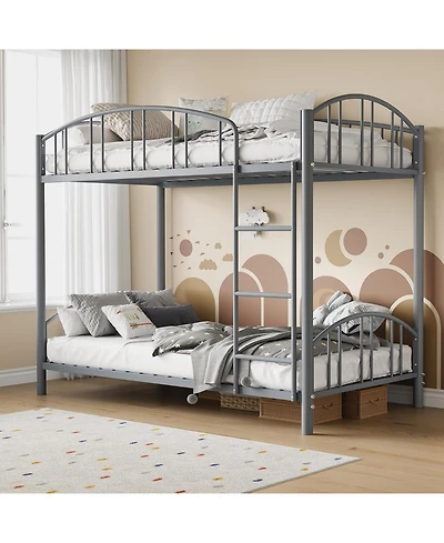 gaomon Metal Bunk Bed Twin Over Twin, Heavy Duty Bunkbeds Frame with Arched Guardrail and Safety Ladder