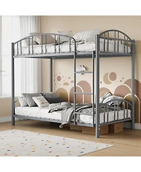 gaomon Metal Bunk Bed Twin Over Twin, Heavy Duty Bunkbeds Frame with Arched Guardrail and Safety Ladder