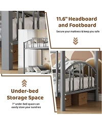 gaomon Metal Bunk Bed Twin Over Twin, Heavy Duty Bunkbeds Frame with Arched Guardrail and Safety Ladder