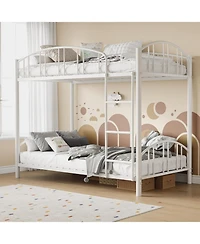 gaomon Metal Bunk Bed Twin Over Twin, Heavy Duty Bunkbeds Frame with Arched Guardrail and Safety Ladder