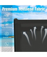 Clihome Lounge Chairs Set, Aluminum Adjustable Outdoor Chaise with Wheels, 2 Poolside Chairs,1 Side Table, Textilene