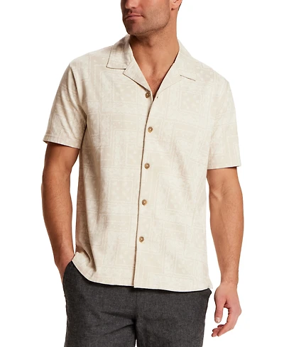 Weatherproof Vintage Men's Short-Sleeve Bandana Coatfront Knit Shirt