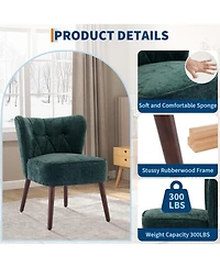 gaomon Modern Upholstered Accent Chair with Curved Back and Wood Legs