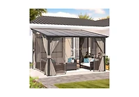Aecojoy 12'x10' Wall Gazebo with Curtains and Mosquito Netting