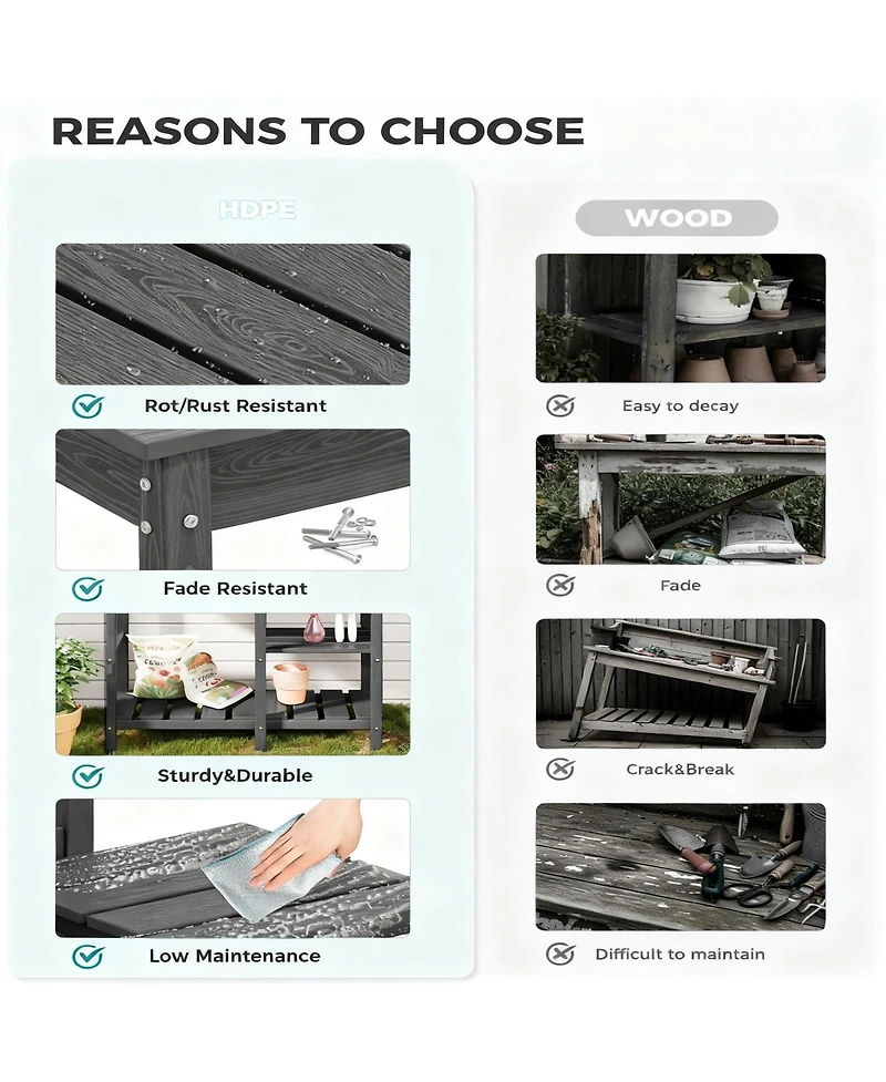 Yigii Beautiful outdoor potting rack with sink and sliding table for gardening