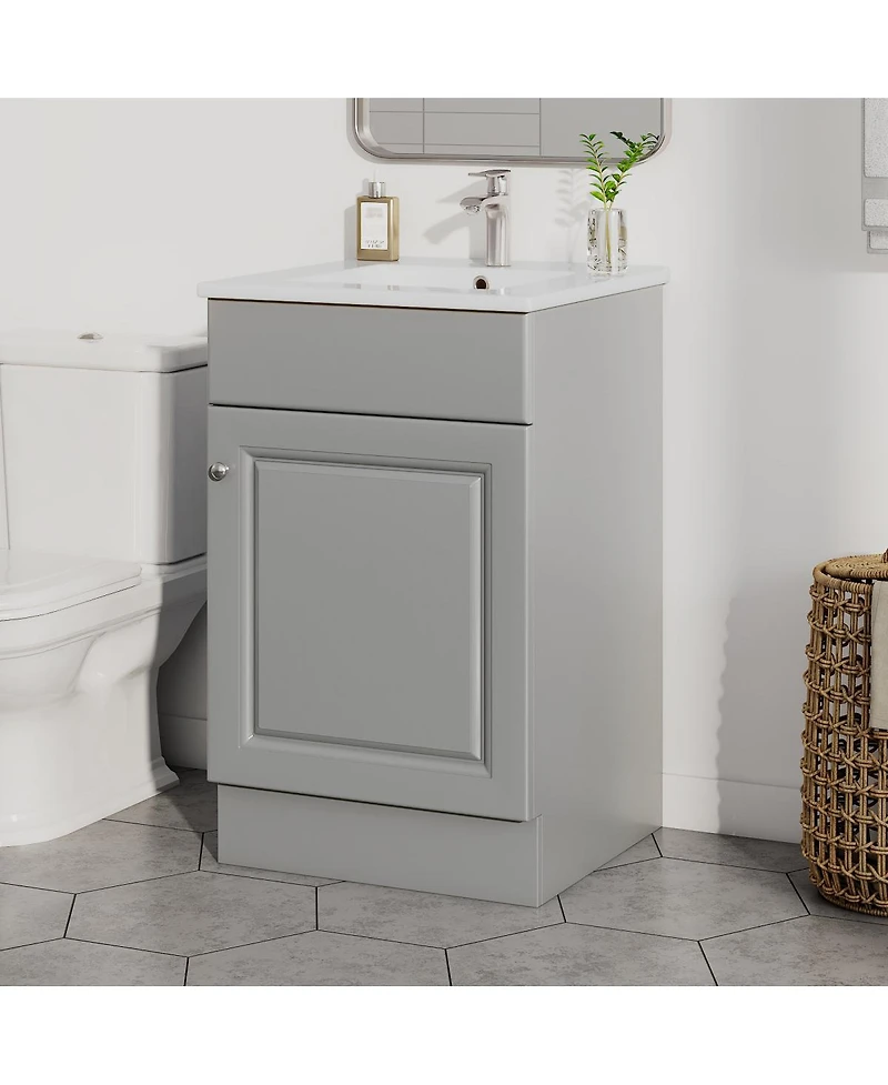Sillysis 20'' Bathroom Vanity with Sink, Painted Mdf Cabinet, Soft Close Door, Adjustable Shelf & Organizer for Small Spaces
