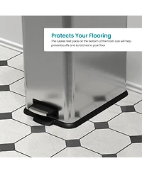 Home Zone Living 4 Gallon Slim Stainless Steel Kitchen Trash Can with Step Pedal and Soft Close Lid