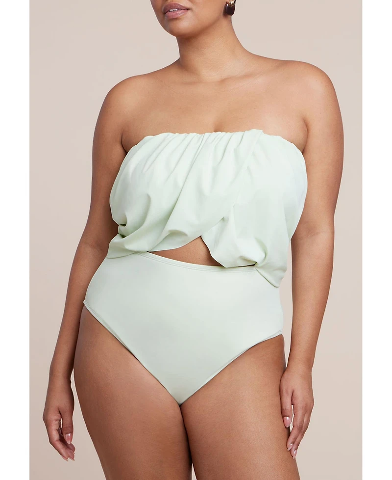 Eloquii Women's Crossover Strapless One Piece