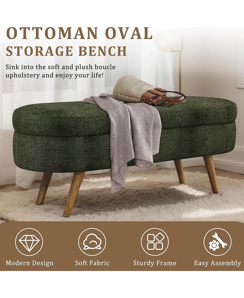 Rainsken Oval Storage Ottoman Bench