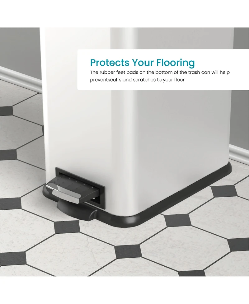 Home Zone Living 4 Gallon Slim Stainless Steel Kitchen Trash Can with Step Pedal and Soft Close Lid.