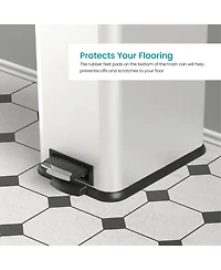 Home Zone Living 4 Gallon Slim Stainless Steel Kitchen Trash Can with Step Pedal and Soft Close Lid.