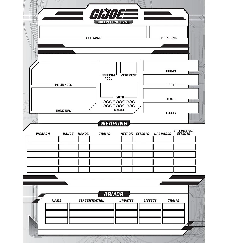 Renegade Game Studios G.i. Joe Roleplaying Game Character Journal