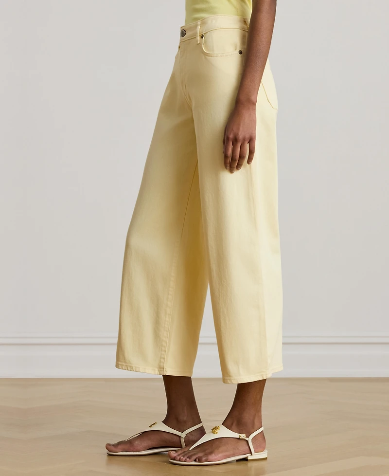 Lauren Ralph Women's High-Rise Wide Leg Cropped Jeans