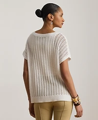 Lauren Ralph Women's Short-Sleeve V-Neck Ribbed Sweater