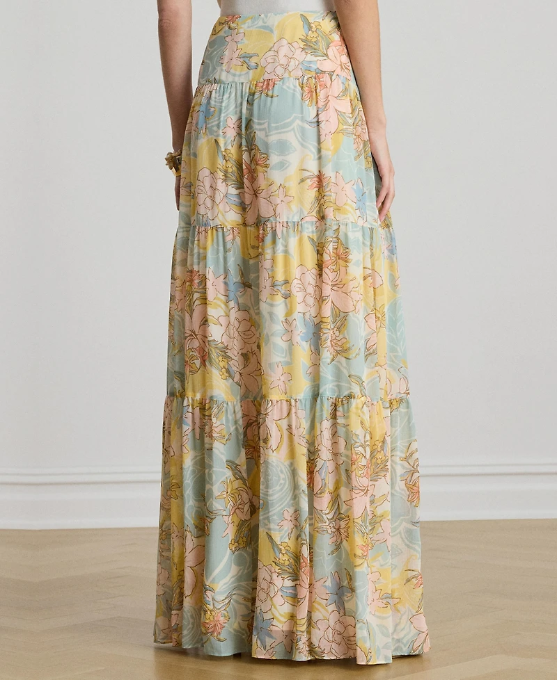 Lauren Ralph Women's Floral Tiered Maxi Skirt