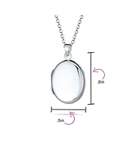 Bling Jewelry Simple Plain Oval Keepsake Photo Lockets Necklace Pendant .925 Silver Sterling
