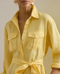 Lauren Ralph Women's Point Collar Midi Shirt Dress