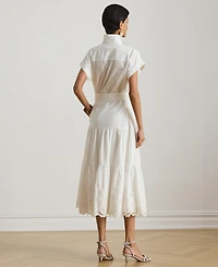 Lauren Ralph Women's Short-Sleeve Tiered Shirt Dress