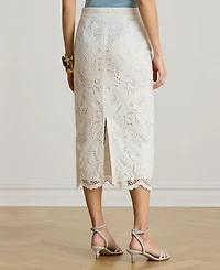 Lauren Ralph Women's Embroidered Midi Pencil Skirt