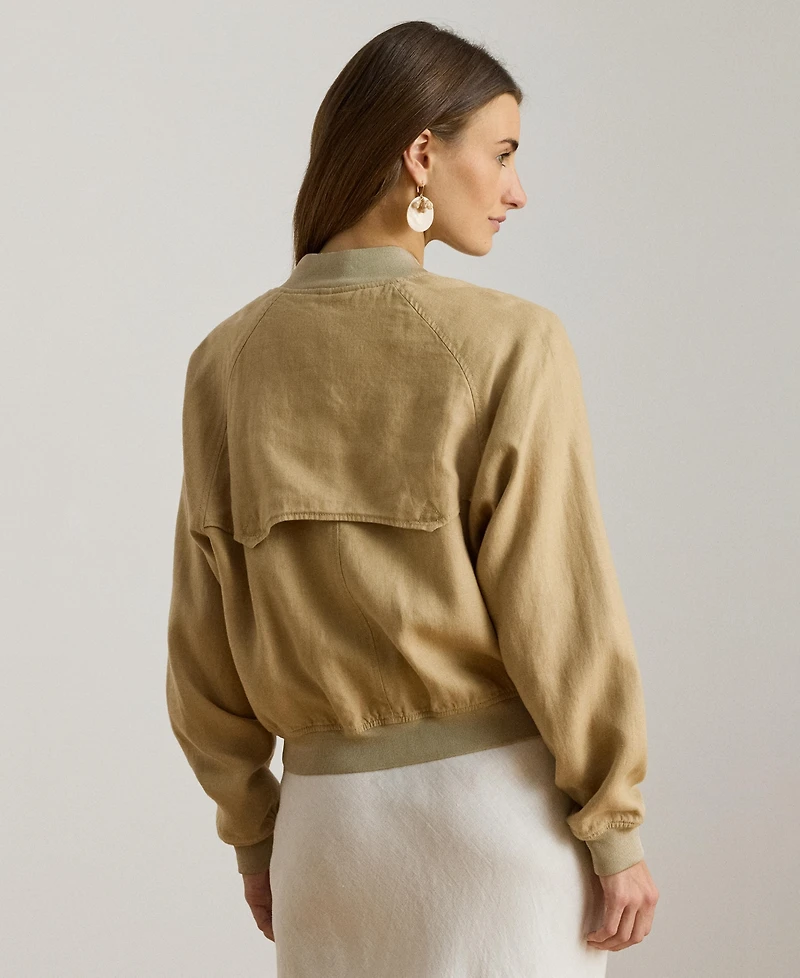 Lauren Ralph Women's Baseball Collar Bomber Jacket