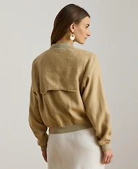 Lauren Ralph Women's Baseball Collar Bomber Jacket