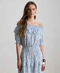 Lauren Ralph Women's Off-The-Shoulder Midi Dress