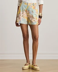 Lauren Ralph Women's High Rise Floral Pleated Shorts