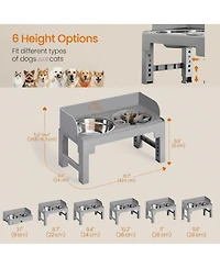 Aronkl Dog Elevated Stand with Slow Feeder & 2 Stainless Steel Bowls Adjustable Height Tilted Design