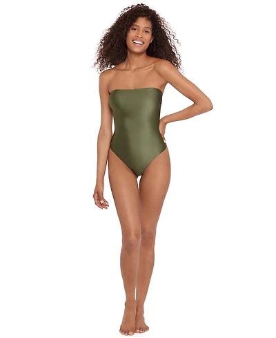 Steve Madden Women's Bandeau Neck One-Piece Swimsuit