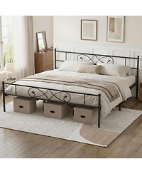 gaomon Platform Bed Frame, Metal with Fist Design Headboard, Under-Bed Storage, No Box Spring Required, Easy Assembly, Noise-Free