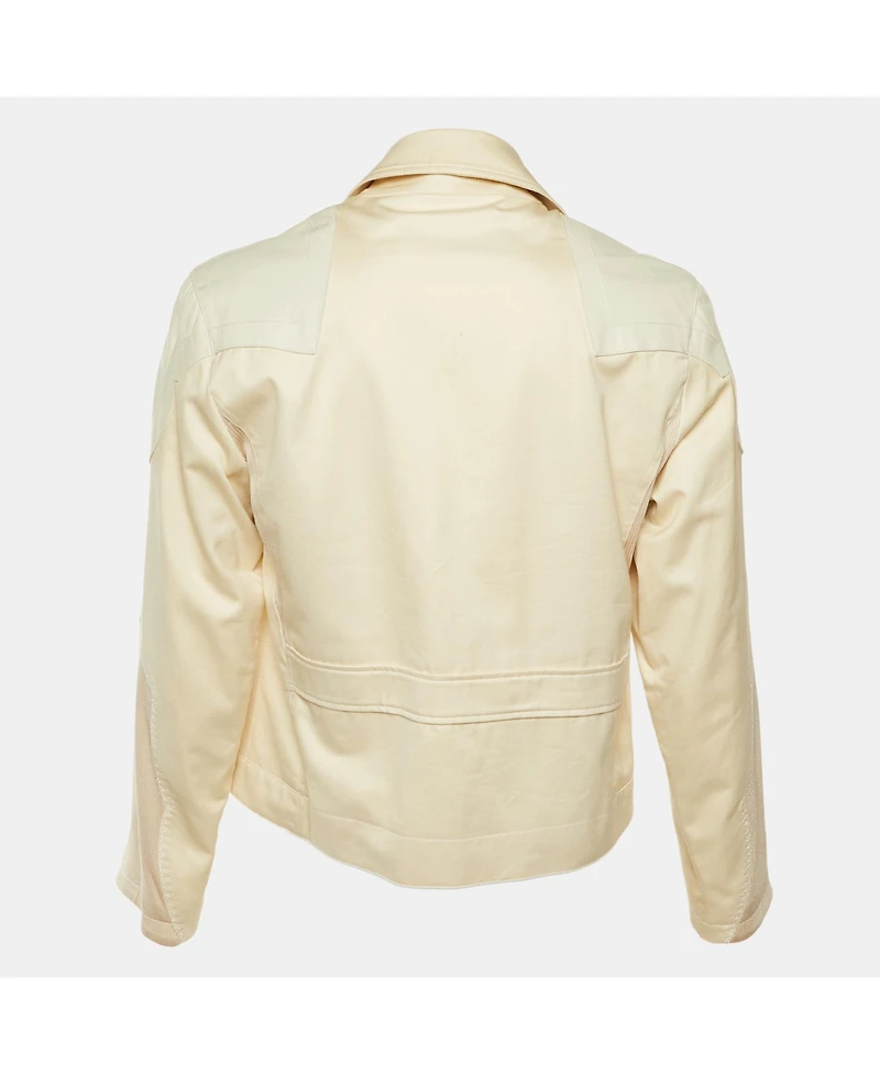 Pre-Owned Versace Men's Vintage Leather & Cotton Zip Up Jacket