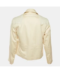 Pre-Owned Versace Men's Vintage Leather & Cotton Zip Up Jacket