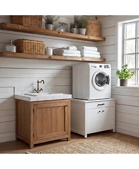 Homsee Freestanding Bathroom Storage Cabinet, Washer Dryer Laundry Pedestal