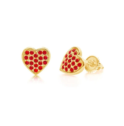 Chanteur Girls 18K Heart Earrings with Sterling Silver Screwbacks