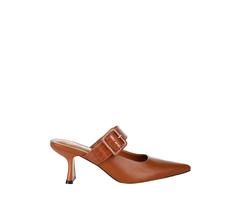 London Rag Womens Shein Star Slim Block Heel Mules