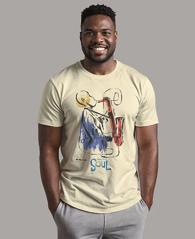 Fifth Sun Men's Saxophone Painting Short Sleeve Crew T-shirt