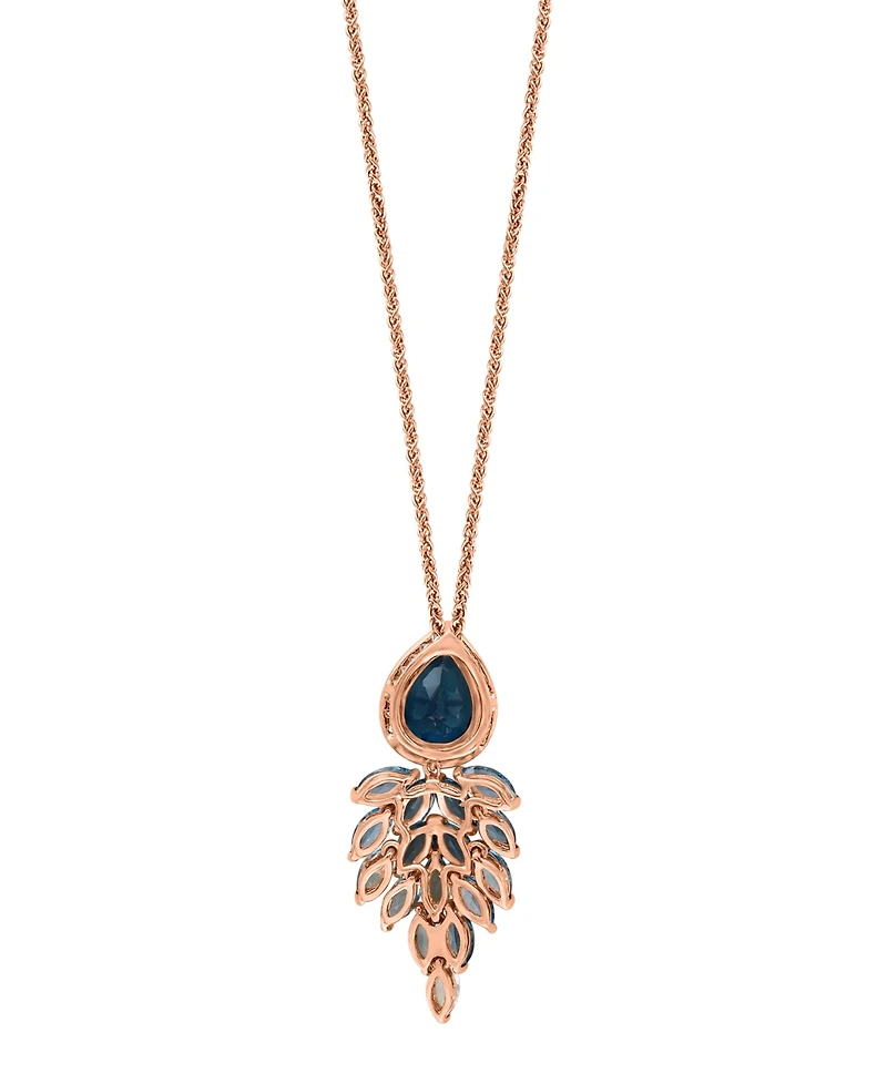 Lali Jewels London Blue Topaz (3-3/8 ct. t.w.), Sky Blue Topaz (1-5/8 ct. t.w.) & Diamond (1/8 ct. t.w.) Cascading Pendant Necklace in 14k Rose Gold,