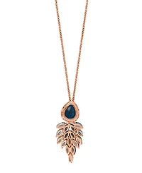 Lali Jewels London Blue Topaz (3-3/8 ct. t.w.), Sky Blue Topaz (1-5/8 ct. t.w.) & Diamond (1/8 ct. t.w.) Cascading Pendant Necklace in 14k Rose Gold,