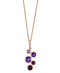 Multi-Gemstone (2-1/8 ct. t.w.) & Diamond (1/20 ct. t.w.) Bezel 18" Pendant Necklace in 14k Rose Gold