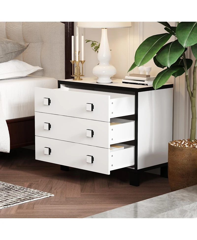 Homsee 3-Drawer Bedroom Dresser , Modern Chest, Nightstand