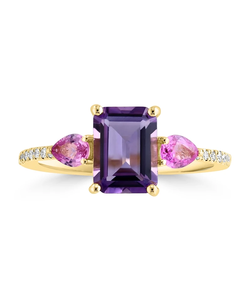 Lali Jewels Multi-Gemstone & Diamond (1/20 ct. t.w.) Ring 14k Yellow Gold