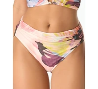 Carmen Marc Valvo Women's Shirred High Cut Full Coverage Bottoms