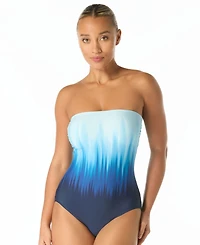 Carmen Marc Valvo Women's Printed Bandeau One-Piece Swimsuit