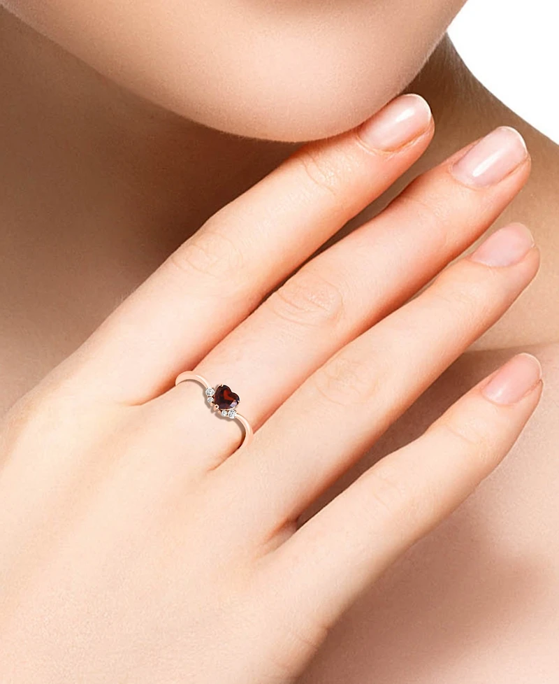 Lali Jewels Garnet (1/2 ct. t.w.) & Diamond (1/20 ct. t.w.) Ring in 14k Rose Gold