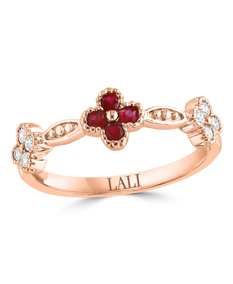 Lali Jewels Ruby (1/5 ct. t.w.) & Diamond (1/5 ct. t.w.) Ring in 14k Rose Gold