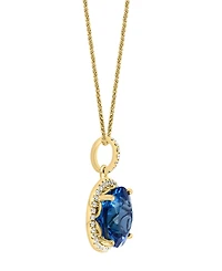Lali Jewels London Blue Topaz (7-1/4 ct. t.w.) & Diamond (1/4 ct. t.w.) 18" Pendant Necklace in 14k Gold