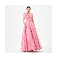 Bariano Women's Cressida Ruffle Shoulder Gown
