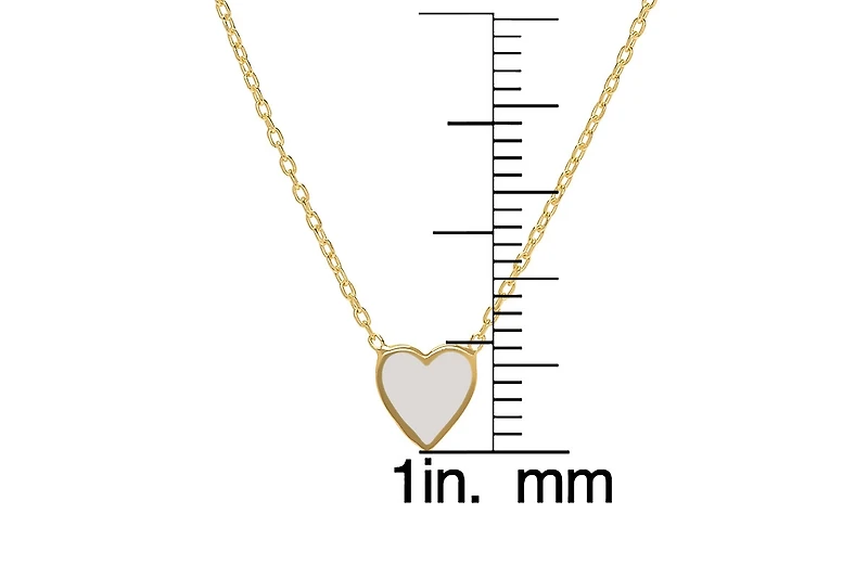 Lily Nily Girls White Enamel Heart Necklace in 14K