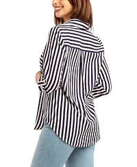 Bcx Women's Printed Button-Up Collared Top